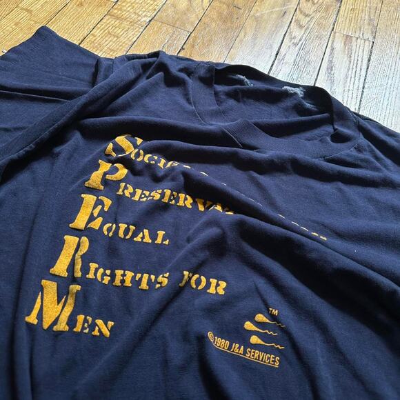 Vintage 70s Sperm Funny Men’s Rights Graphic Tee Shirt - Picture 4 of 7